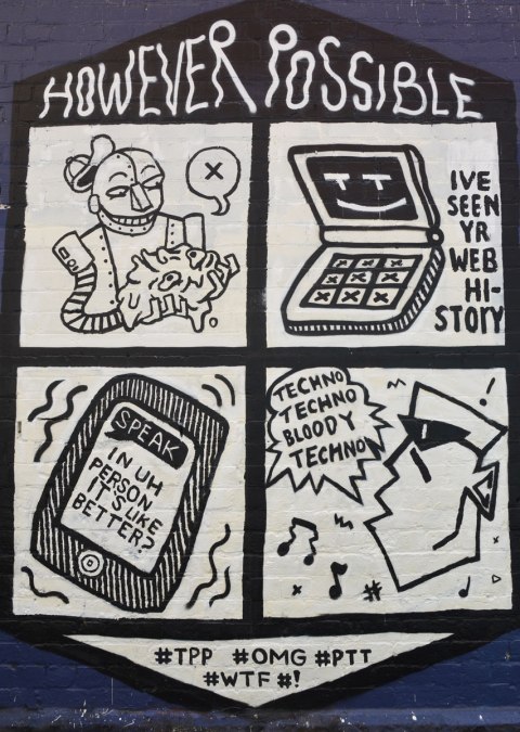 however possible - the title of a frame in a series titled radical futures, a street art collaboration in Melbourne. 