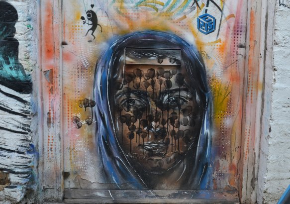 portrait of Malala, by Paul Don Smith, street art, on a door 