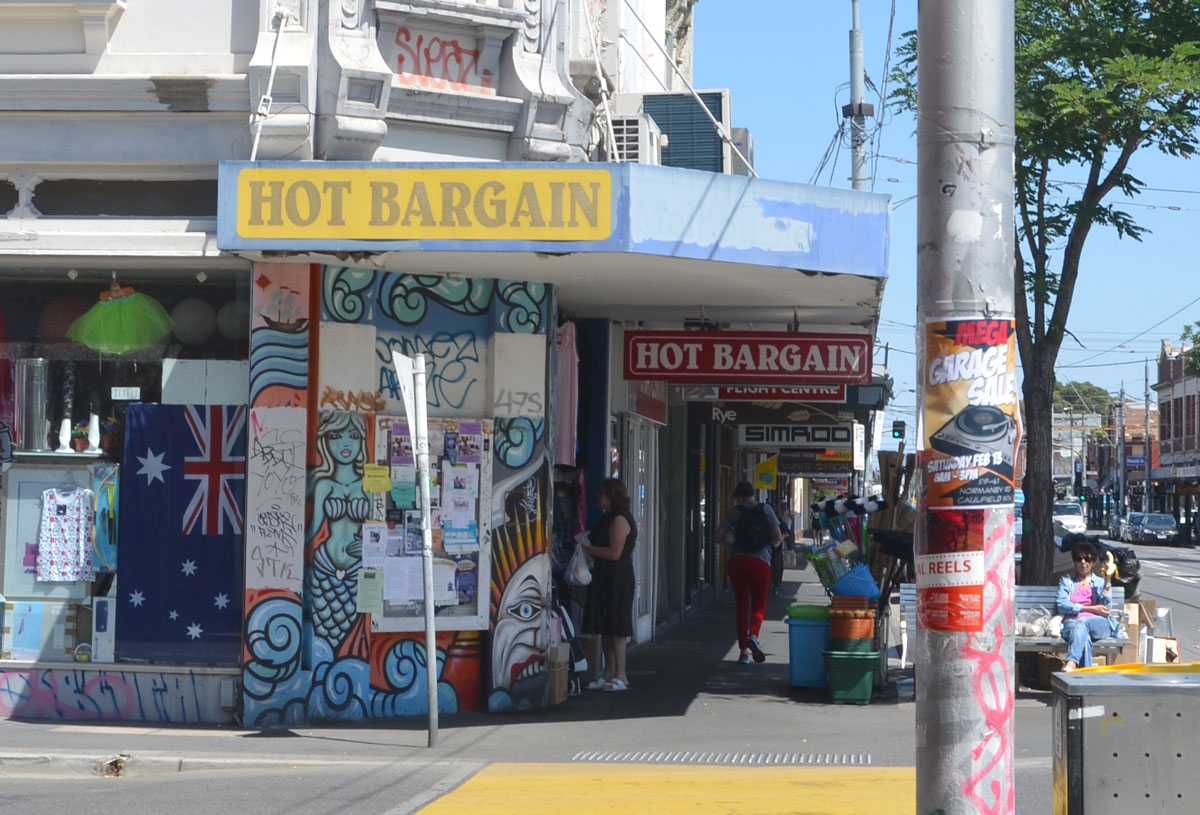 hot bargain store on Woodstock st., with its painted corner 
