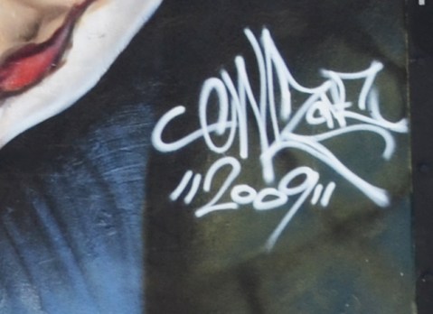 artist signature on gangsta wall mural, 2009 