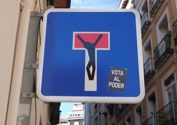 dead end sign turned into a crucifix 