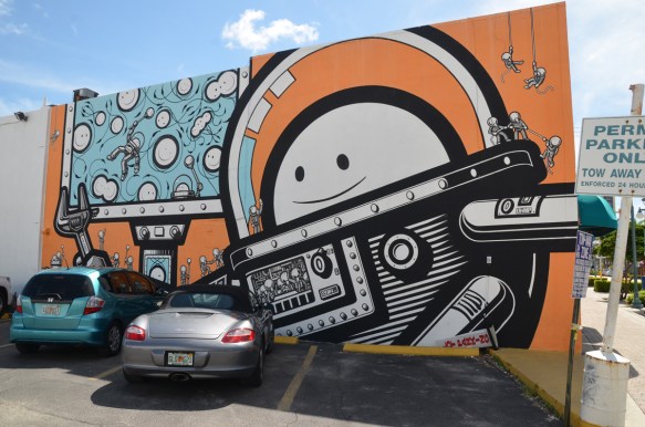 full mural by The London Police on a wall beside a parking lot in Hollywood Florida 