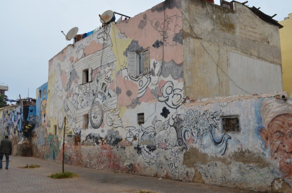 wall of murals in Casablanca 