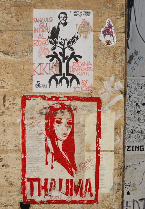 thauma red stencil graffiti