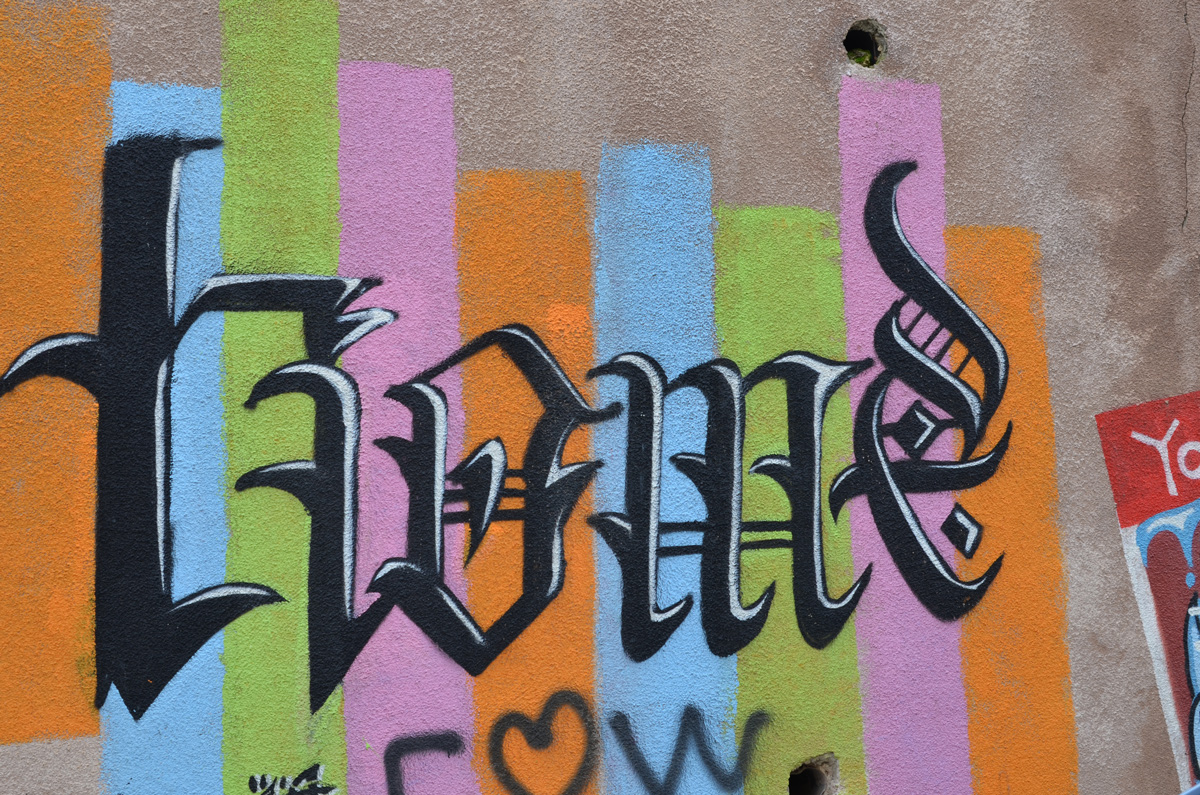 part of a series of hello my name is name tag based street art