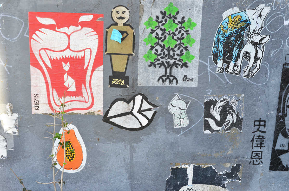 many slaps on a grey wall