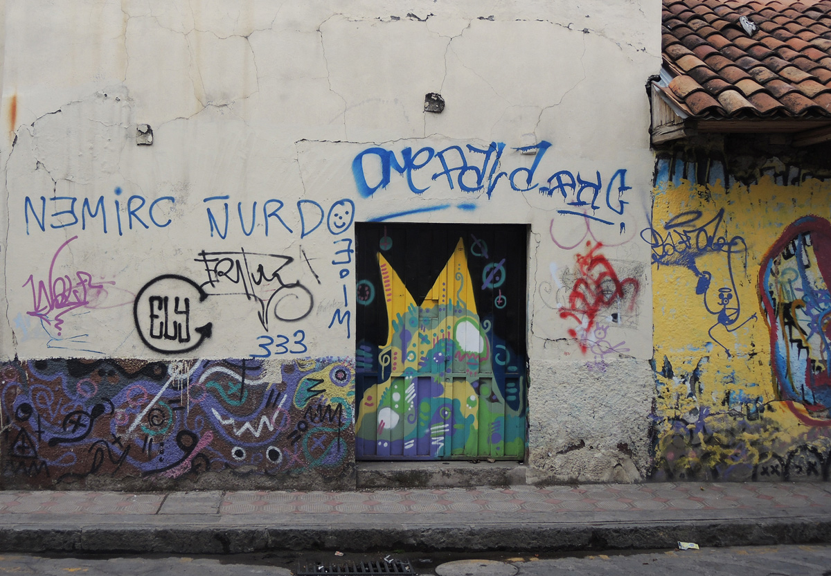 cat mural on a boarded up door