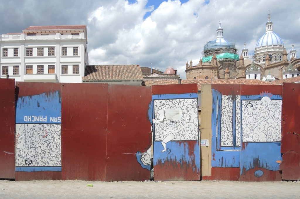 hoardings, a mural that has been re-arranged incorrectly, hoarding panels are in wrong order