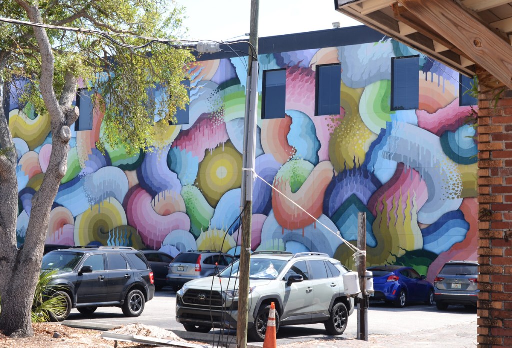 Space Rainbows mural from the side