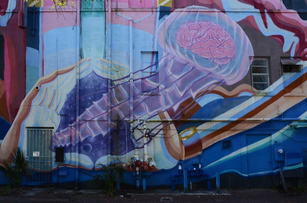 part of a mural, time to think, by Derek Donnelly and Sebastian Coolidge