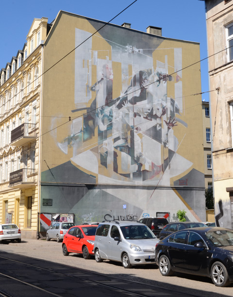 mural by Robert Proch, tone, of abstract people swirling