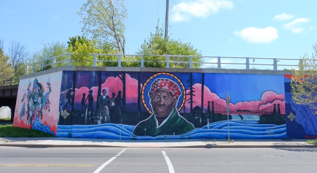 mural tribute to Harriet Tubman and the underground railway