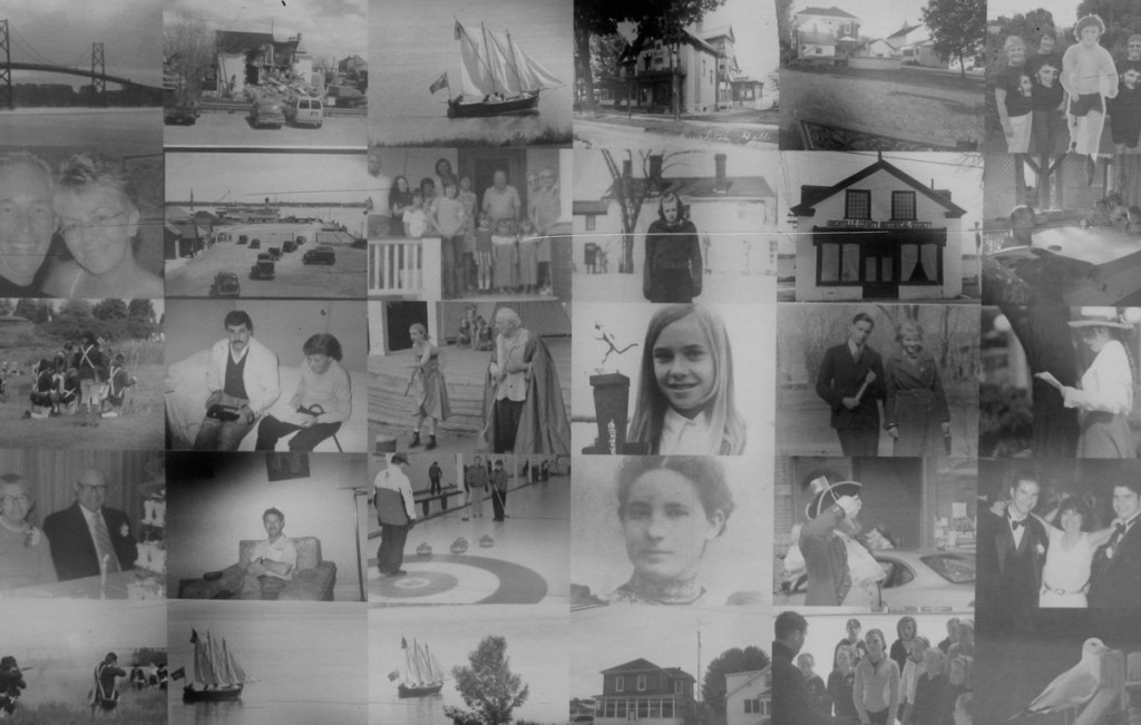 some of the 3000 photographs of people from Prescott Ontario that were included in a large mural