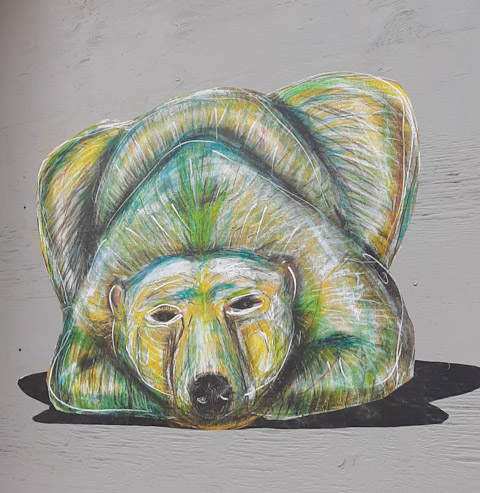 image of a bear, wheatpaste street art 