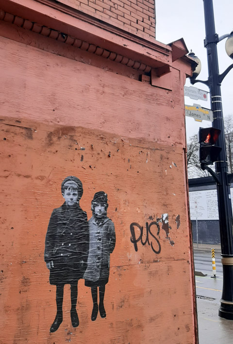 wheatpaste paper street art image by 33wallflower33, two people