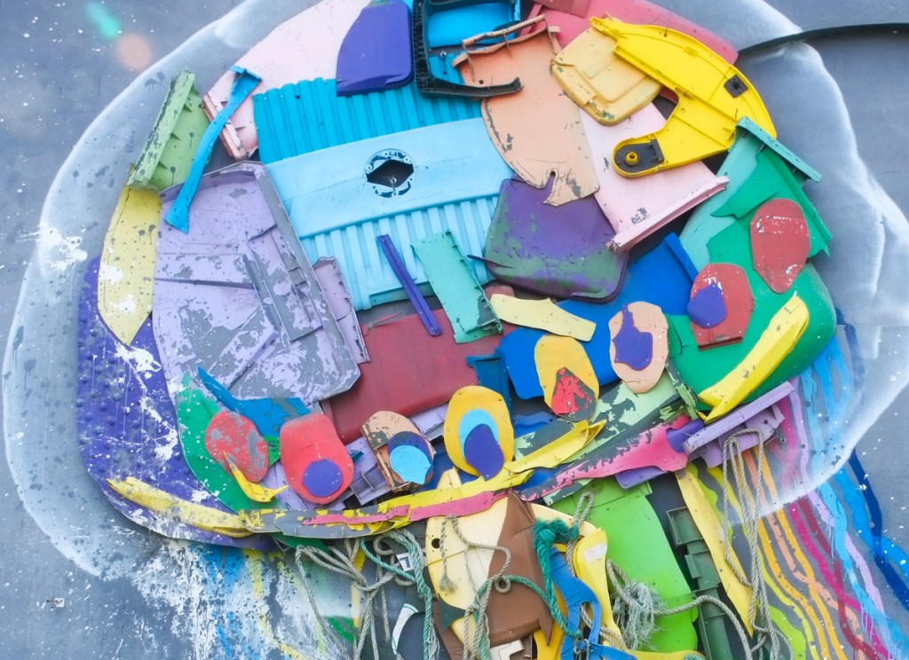 medusa head made of junk