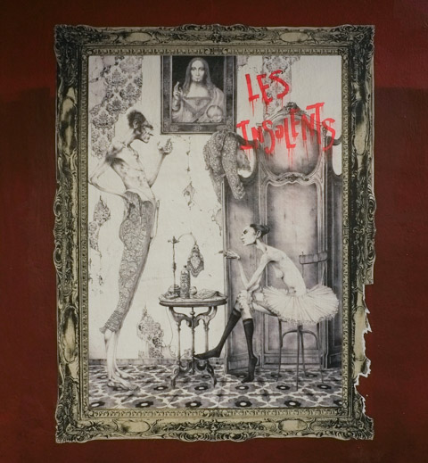 drawing, graphite on paper, by Adolfo Arenas Alonso as street art on a Seville street