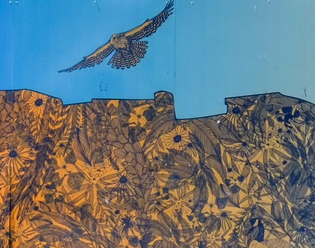 close up of flowers in barrie skyline mural by katie green