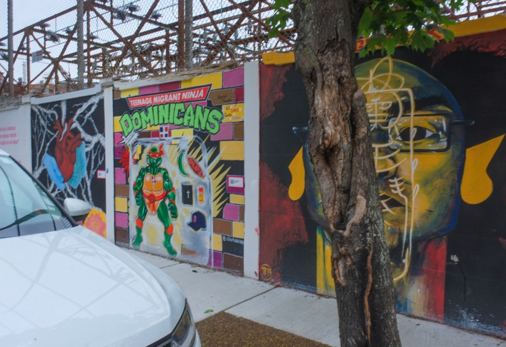 murals on a fence in Salem's El Punto neighbourhood, Dream of Home theme