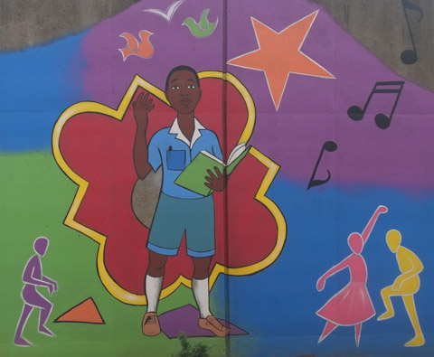 part of a larger mural, music theme, 