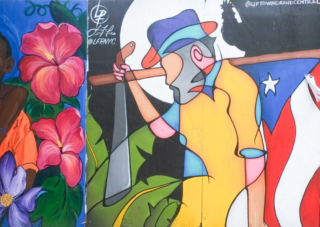 street art on hoardings in harlem new york