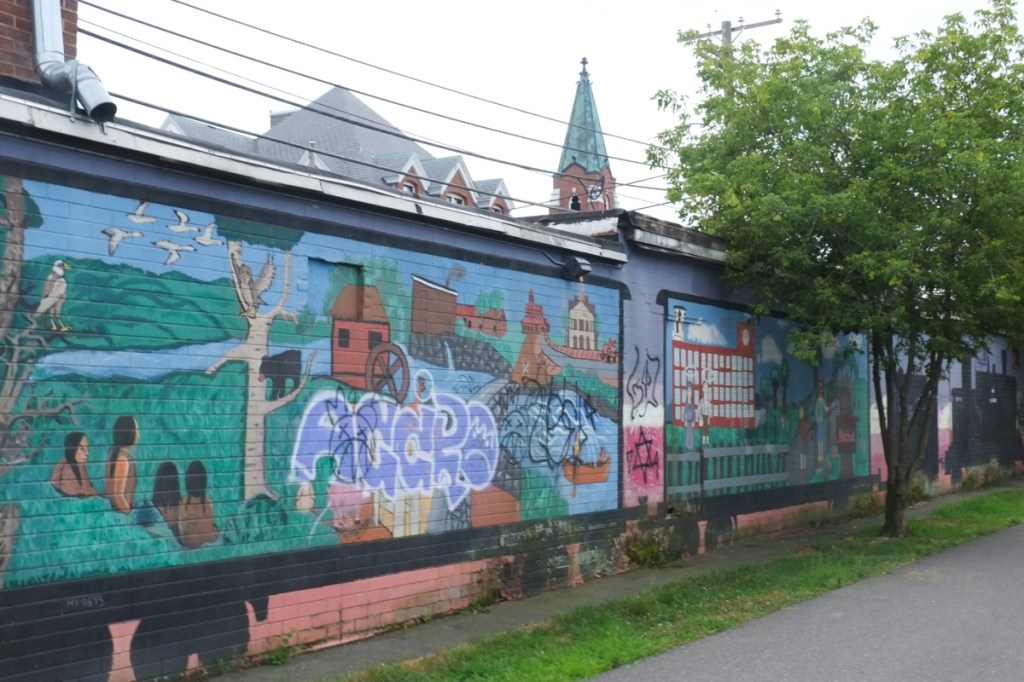 street art mural on trail in Nashua New Hampshire,