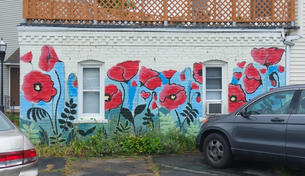 mural of red poppies