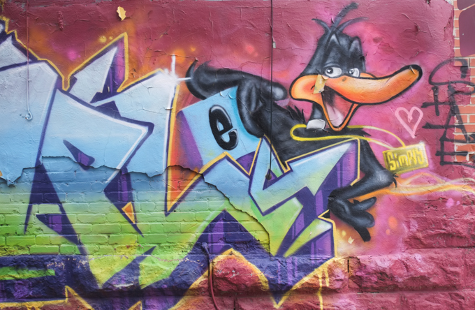 Daffy Duck in a street art throw up