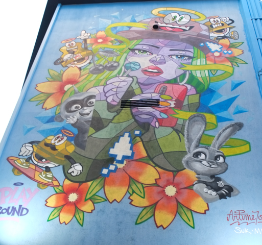 mural on a wall in Hongdae Seoul