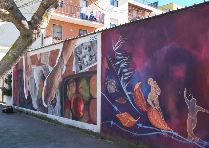 street art mural on a wall in Stornara Italy,