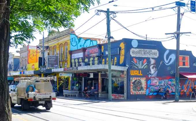 stores, on a corner,