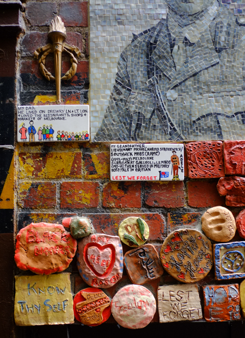 ceramics on legacy wall in drewery lane