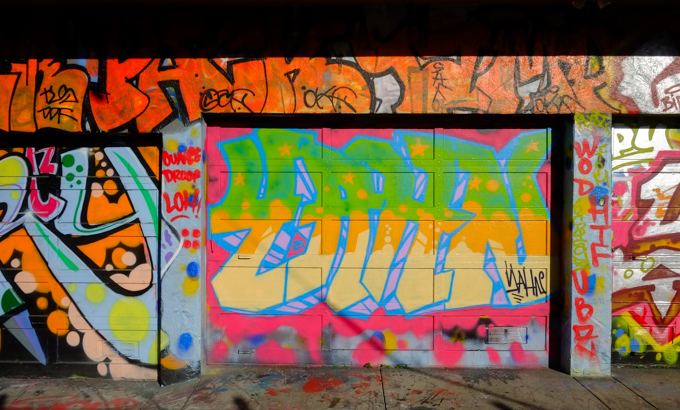 graffiti on a garage in Osage Lane, San Francisco