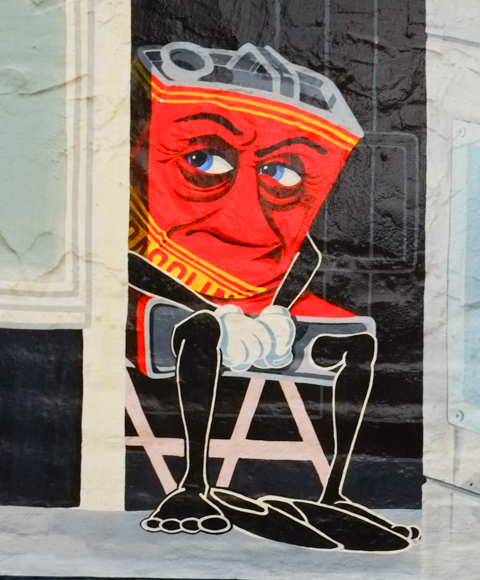 part of a series called Works from Home, Covid themed images by local artists, presented by Albright Knox gallery, painting by Jon Mirro