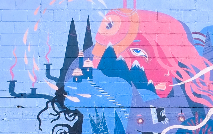 close up of part of a mural by Julia Iredale