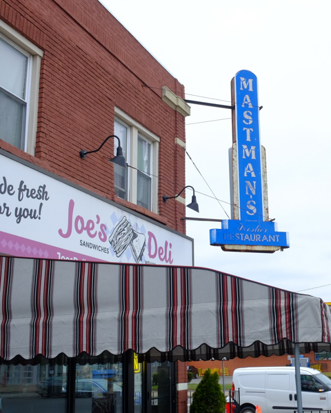 Joe's deli on Hertel street in buffalo, has an old sign outside entrance that says Mastmans