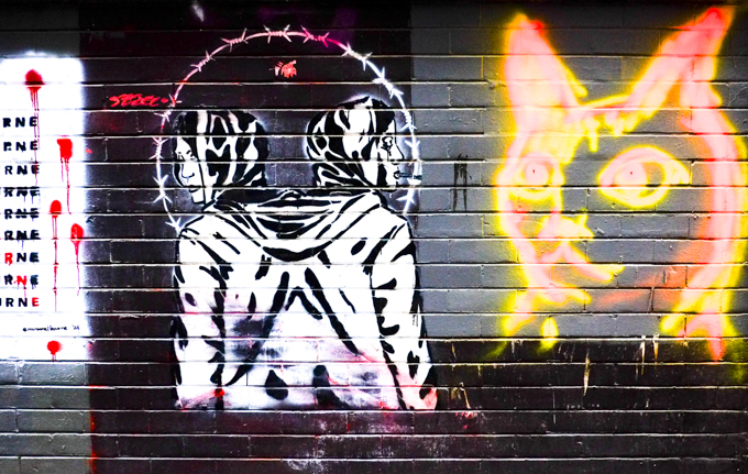 street art in Carson Place, an alley in central Melbourne