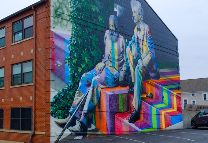 mural by Kobra, Mark Twain and John T. Lewis