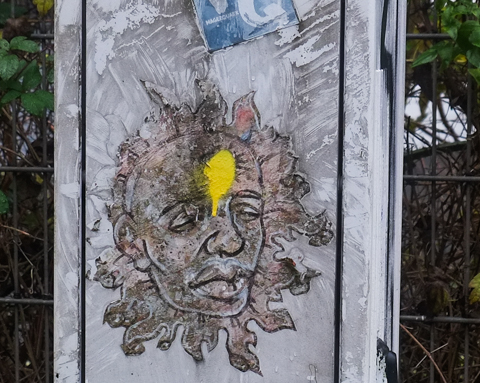 graffiti portrait, sad face