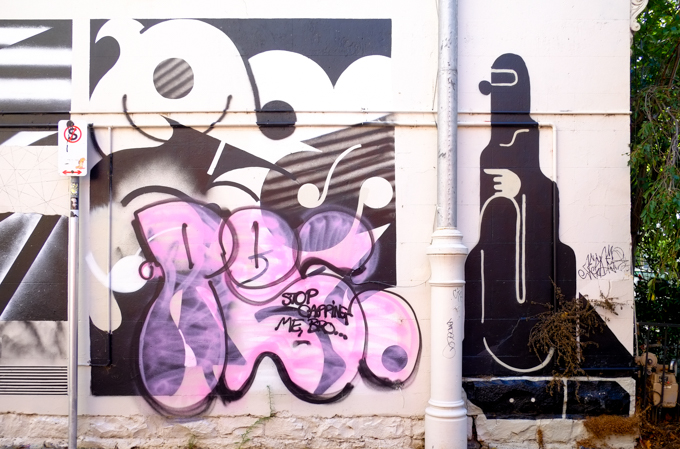 righthand end of encrypto project number two,black and white abstract paintings on a wall in Abbotsford, by collaboration of URSH, Brody X, Fikaris, and Baxter