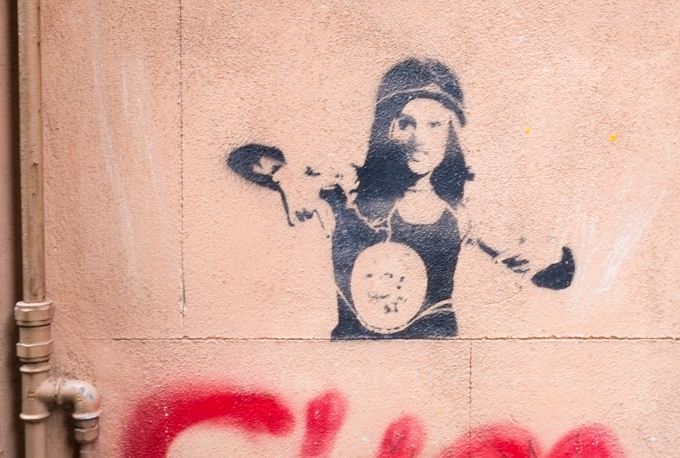 stencil graffiti in Palermo, female portrait