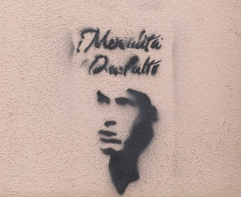 stencil graffiti in Palermo, male portrait