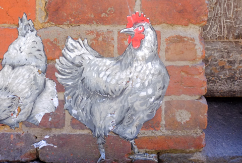 realistic white chickens, street art in Warburton Lane, Melbourne