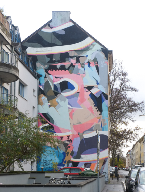 gable mural, this one by Sat One, abstract