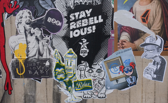 paste ups in a collection of graffiti