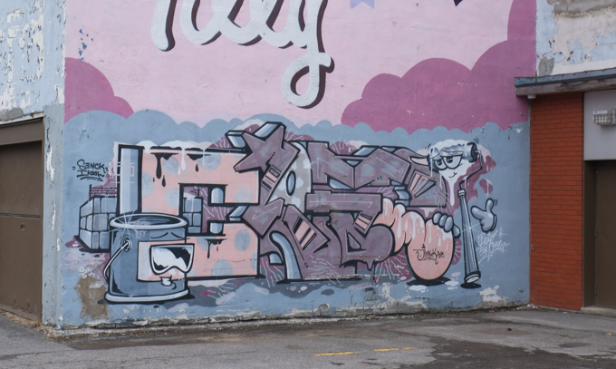 throw up text based tag street art