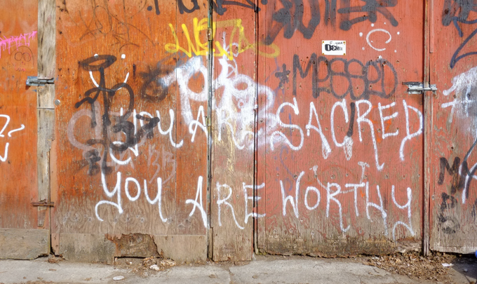 graffiti that is all text, words that say 
