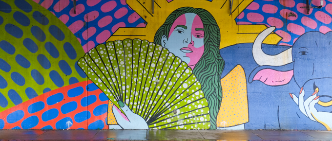 street art mural in Lynn Massachusetts, Mga Tagapagtanggol or The Guardians, by Anna Dugan aka Annadidathing