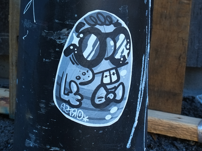 astro graffiti, black and white, chubby little dog with black sunglasses