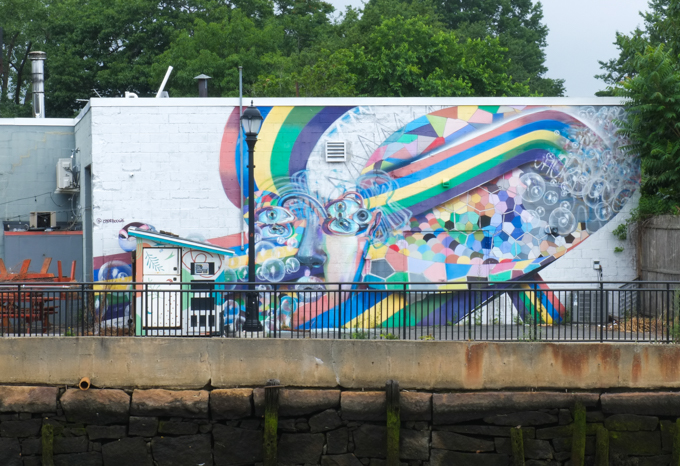 mural in Salem, along the river path, by Chor Boogie aka Joaquin Lamar Hailey